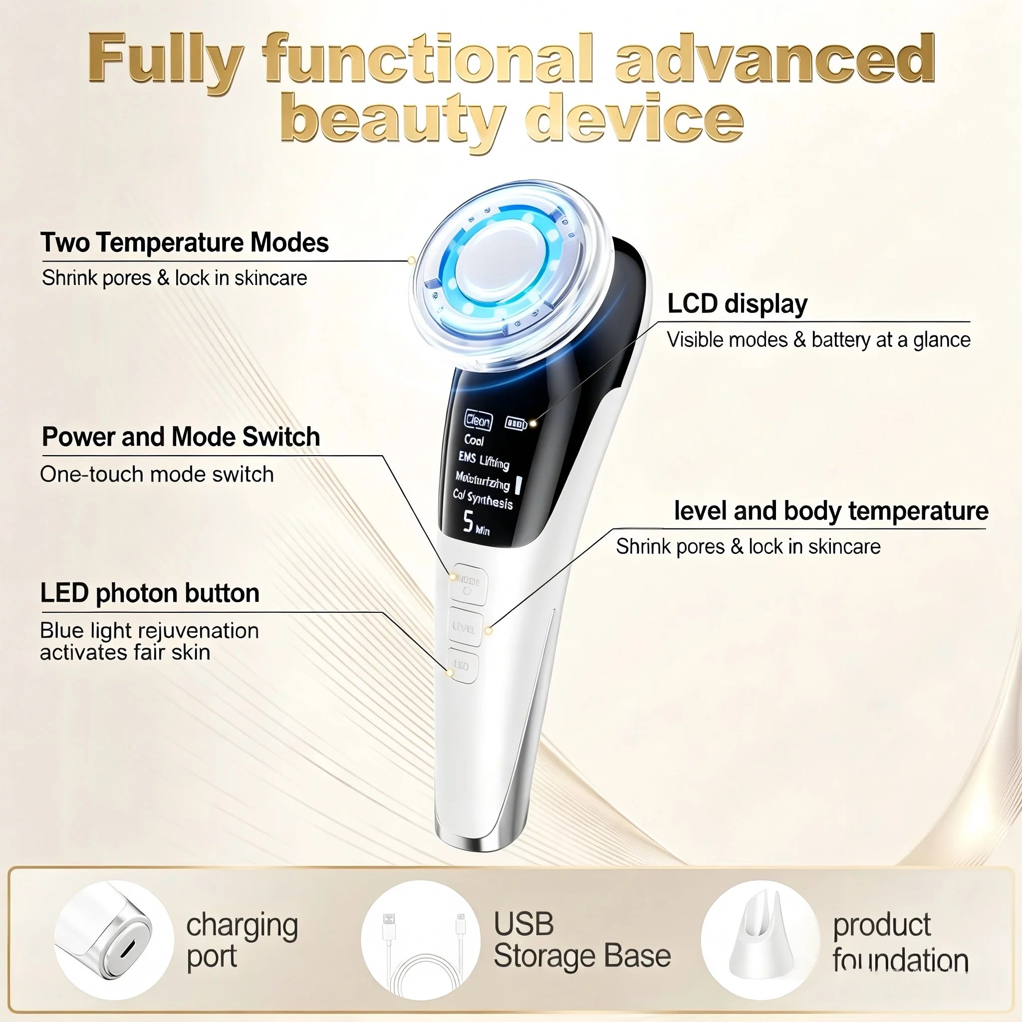 Micro-Current Facial Massager Skin Care Device